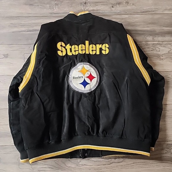 NFL Men’s Suede Pittsburgh Steelers Lined Embroidered Patches Coat Size XL - Picture 2 of 5